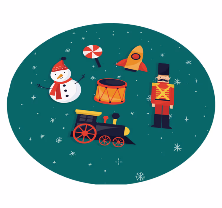Tapete em vinil infantil círculo de brinquedos festivos - TenStickers