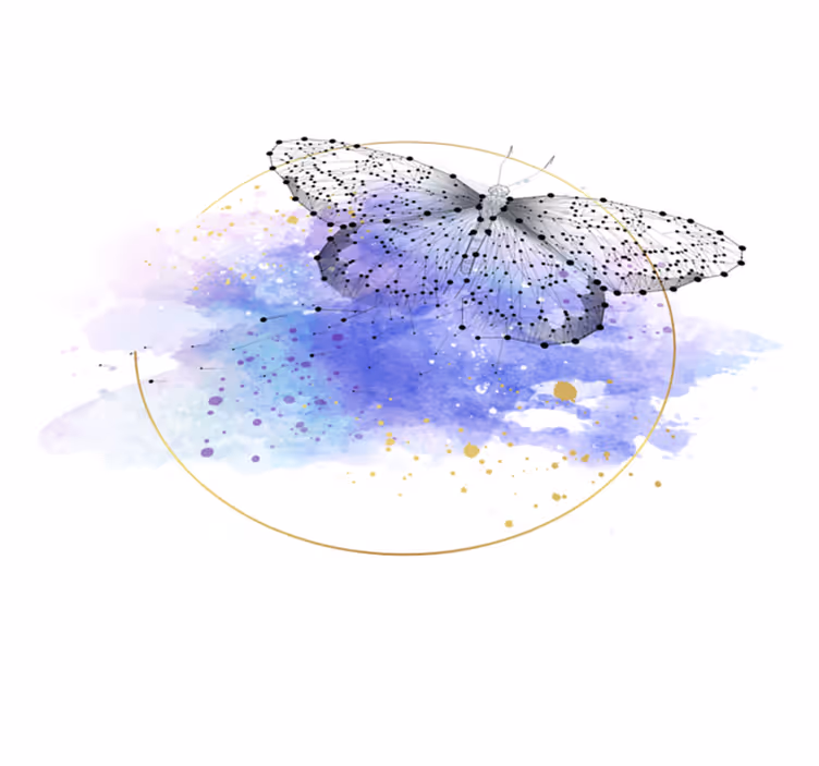 Tapete vinílico flores e plantas aquarela de borboleta - TenStickers
