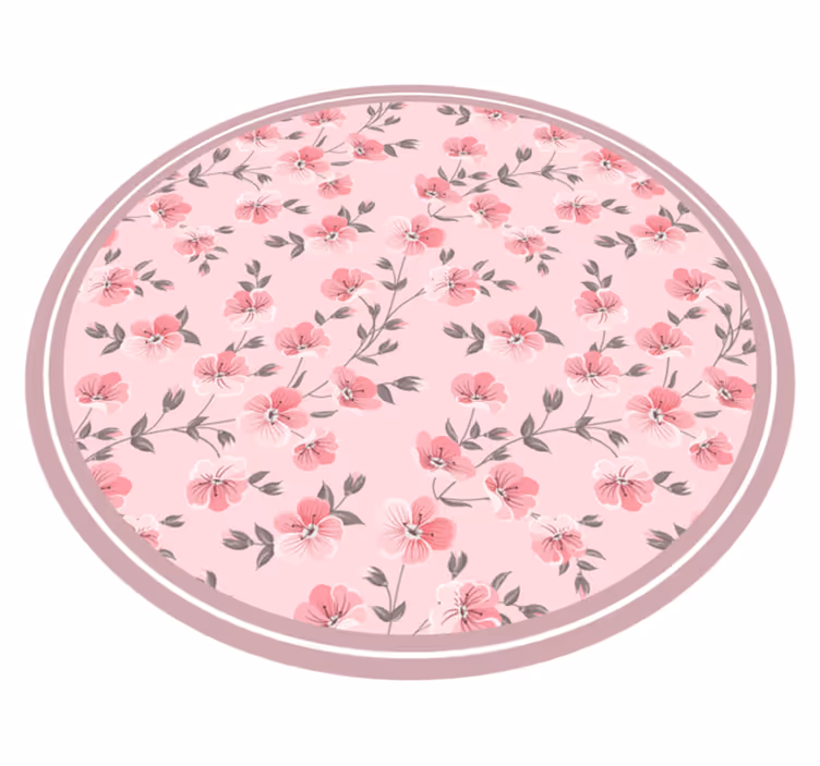 Tapete vinílico flores e plantas desenho de círculo floral - TenStickers