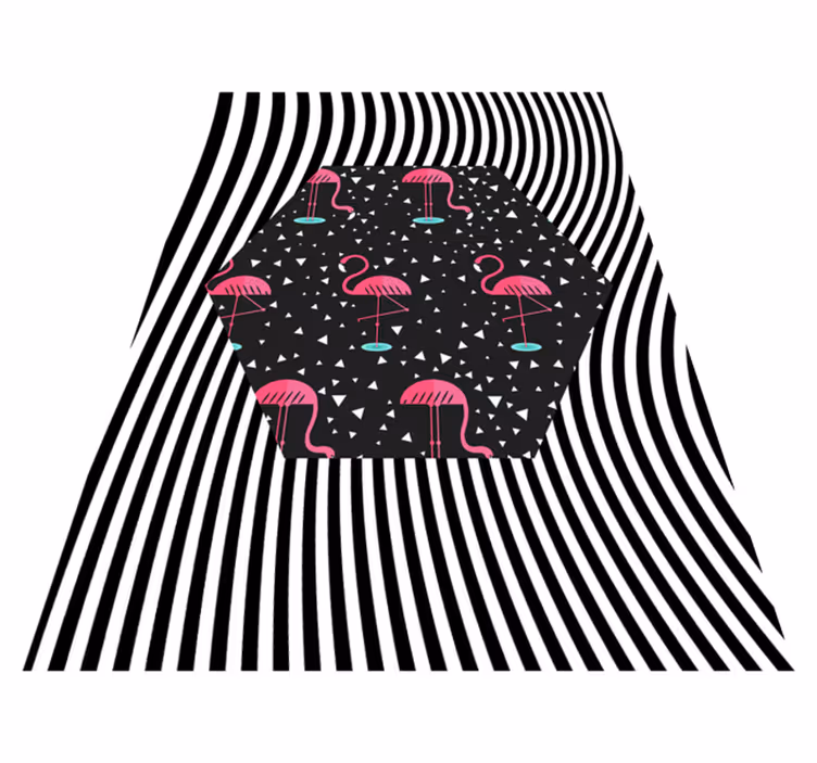 Tapete vinílico de animais hexágono listrado flamingo - TenStickers