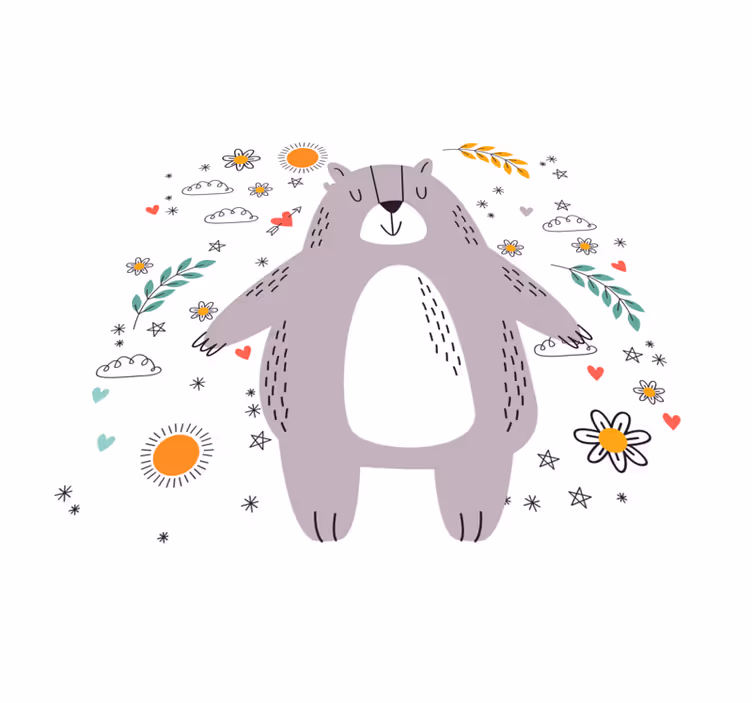 Tapete de animal de urso floral fofo - TenStickers