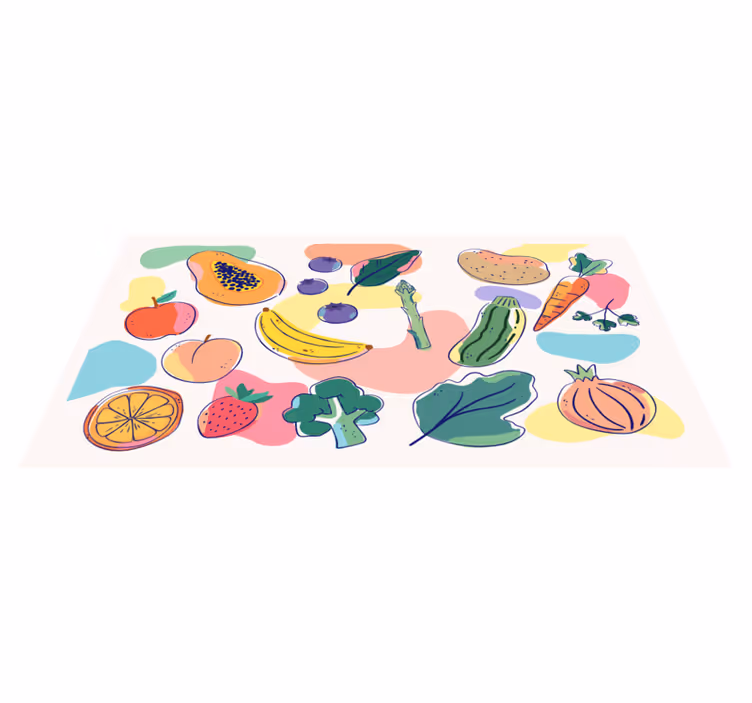 Tapete vinílico cozinha ilustração de frutas coloridas - TenStickers