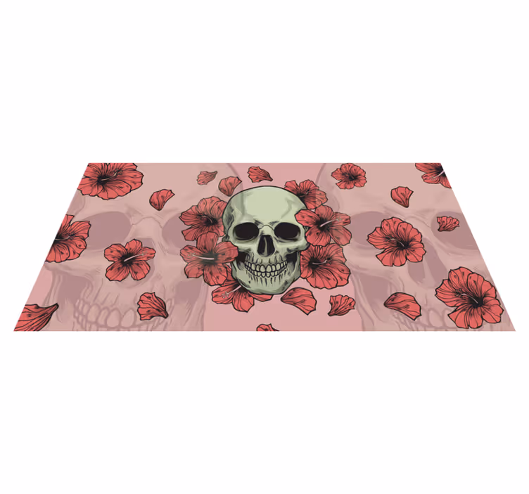 Caveira com flores desenhadas à mão e tapetes de halloween - TenStickers
