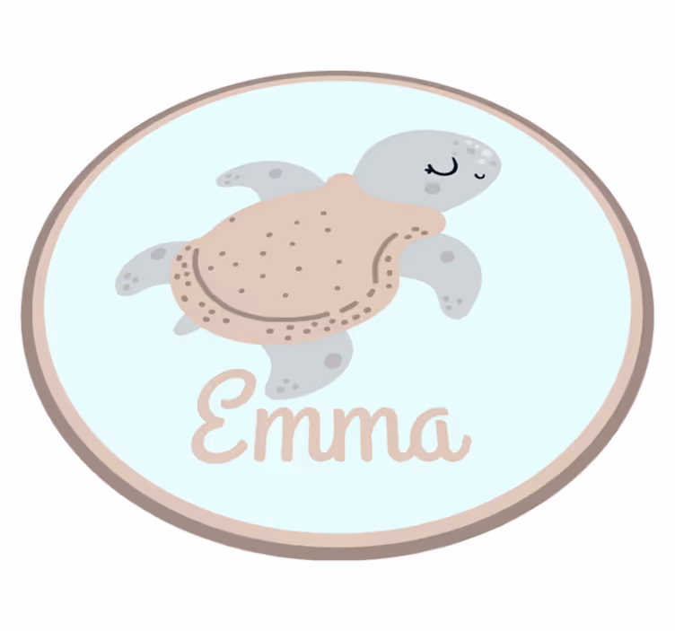 Tartaruga fofa com tapete com nome de animal - TenStickers