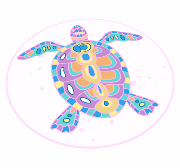 Tapete vinílico infantis ilustração colorida de tartaruga - TenStickers