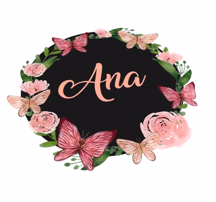 Tapete vinílico com nome círculo personalizado floral - TenStickers