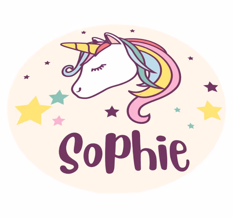 Unicórnio com tapete personalizado nome - TenStickers