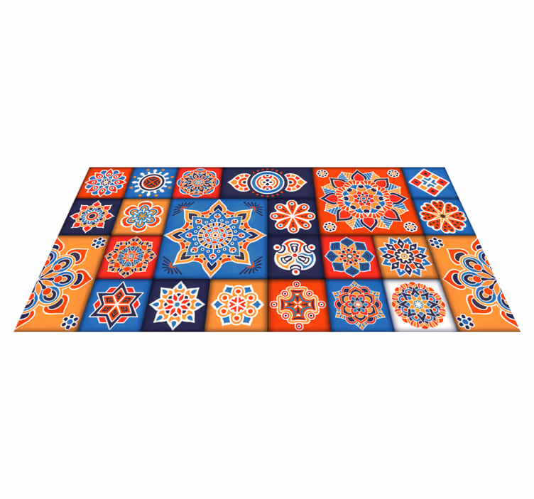 Azulejos florais coloridos pisos de cozinha - TenStickers