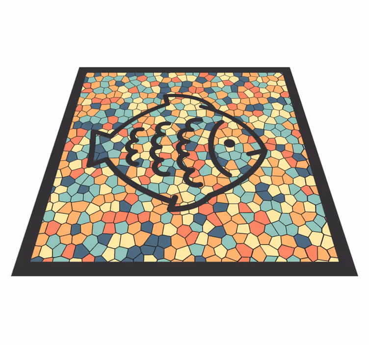 Tapete vinílico mosaico padrão de peixe em mosaico - TenStickers