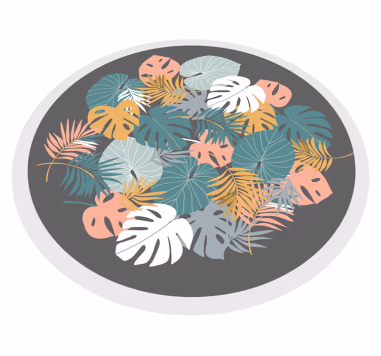 Tapete vinílico flores e plantas círculo de folhas botânicas - TenStickers