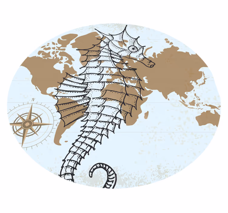 Tapete de vinil animal de mapa de cavalo-marinho - TenStickers