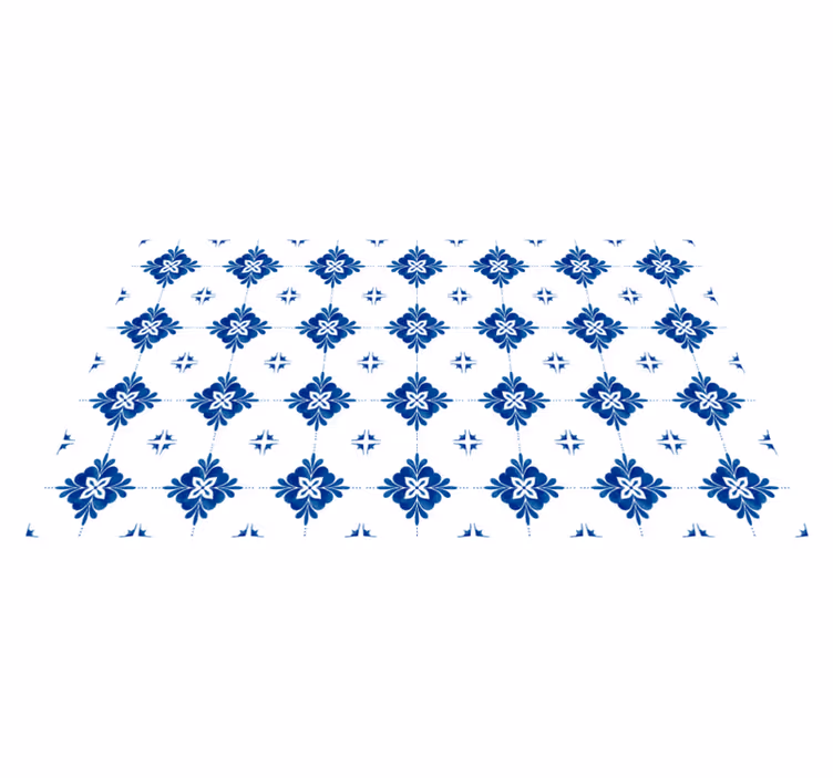 Tapete vinílico azulejos motivo floral azul - TenStickers