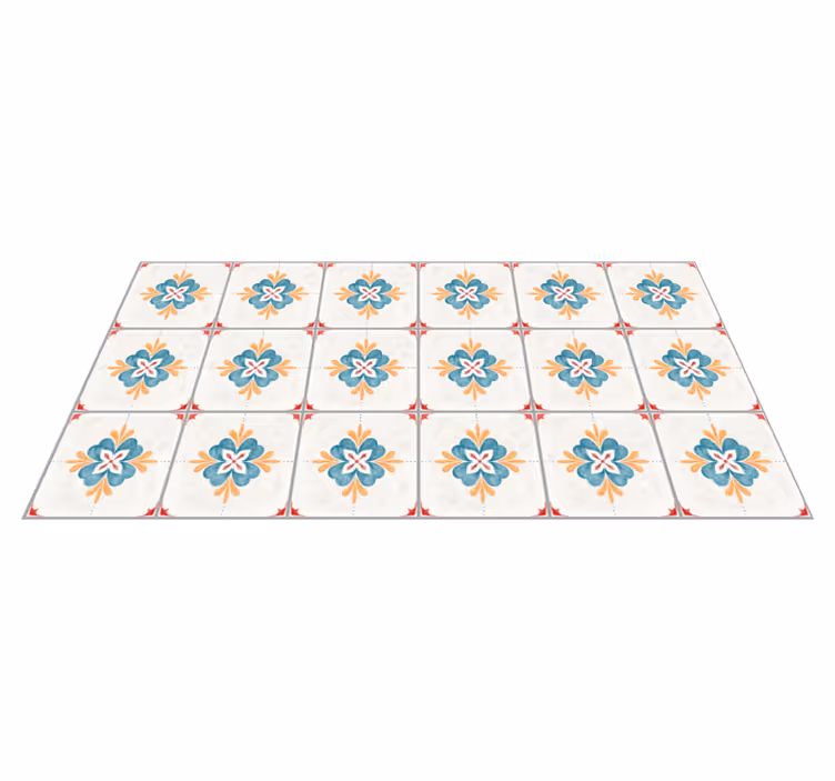 Tapete vinílico azulejos motivo de azulejo floral - TenStickers