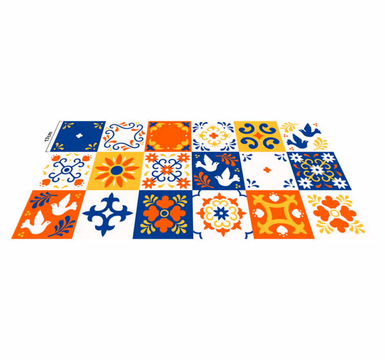 Tapete moderno com padrão de azulejos mexicanos - TenStickers