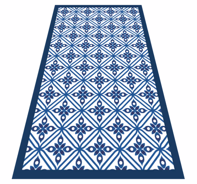 Tapete de ladrilhos japonês com padrão azul e branco - TenStickers