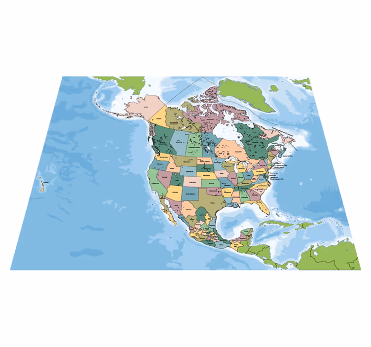 Tapete mapa mundo norte-americano - TenStickers