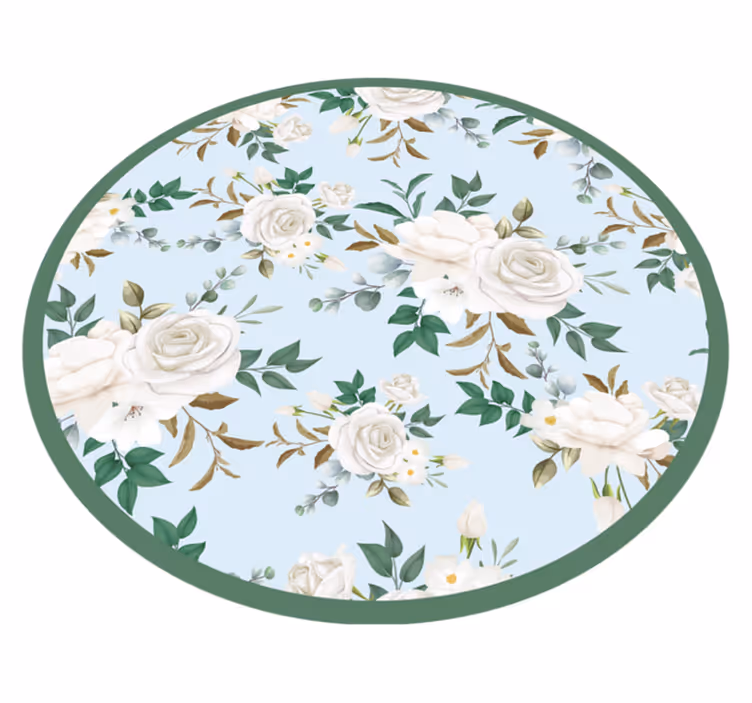 Tapete vinílico flores e plantas composição circular floral - TenStickers