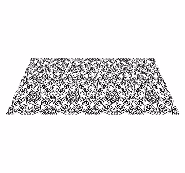 Tapete de vinil mandala floral preto e branco - TenStickers