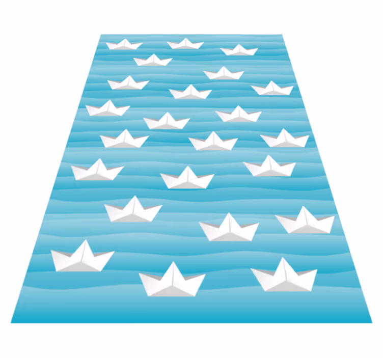 Tapete vinílico estrelas barcos de papel listrado - TenStickers