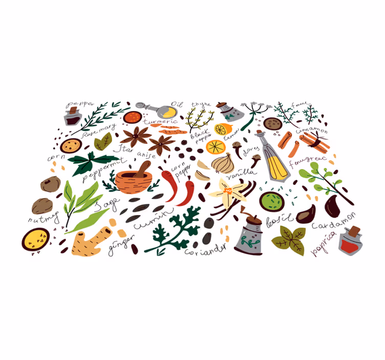 Tapete vinílico cozinha design de ilustração de especiarias - TenStickers