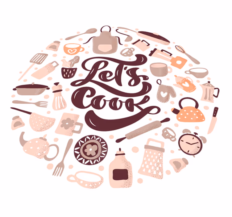 Tapete vinílico cozinha vamos cozinhar tema - TenStickers