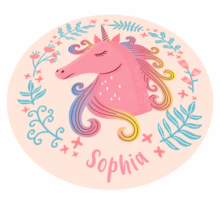 Tapete vinílico com nome conto de fadas de unicórnio - TenStickers