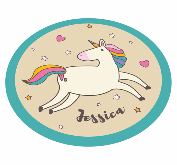 Tapete vinílico com nome unicórnio personalizado - TenStickers