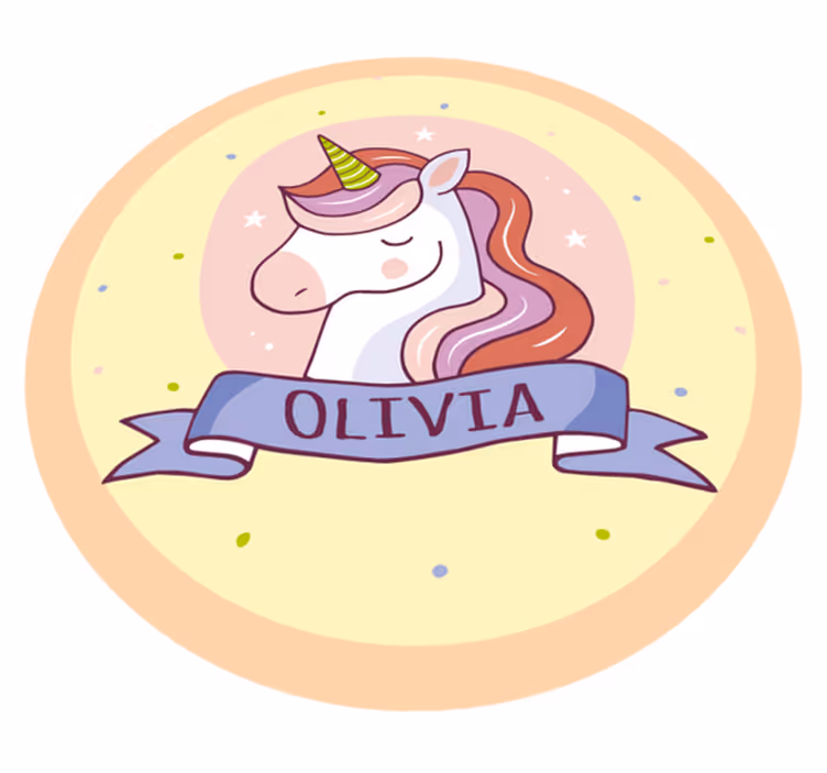 Unicórnio com tapete personalizável com nome de animal - TenStickers