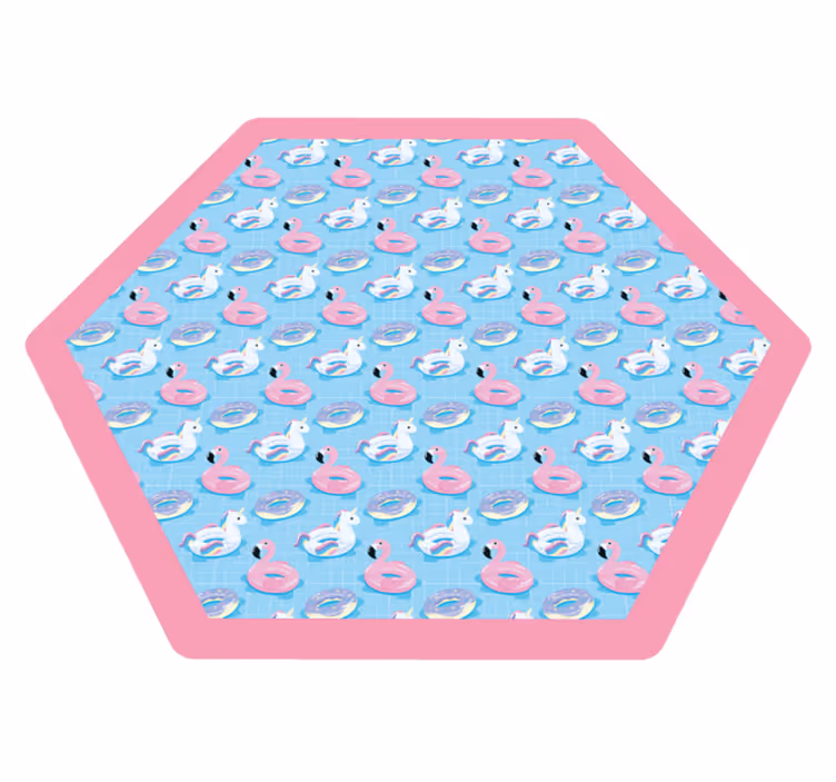 Tapete vinílico infantis hexágono de unicórnio brincalhão - TenStickers