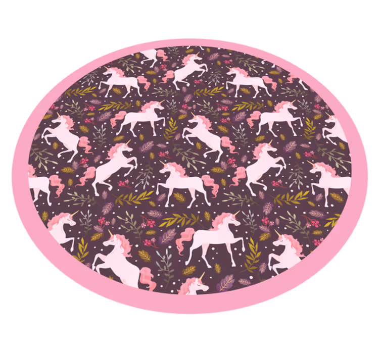Tapete vinílico de animais círculo de padrão de unicórnio - TenStickers