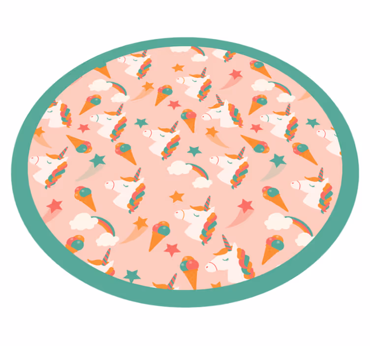 Tapete vinílico infantis círculo com motivo de unicórnio - TenStickers