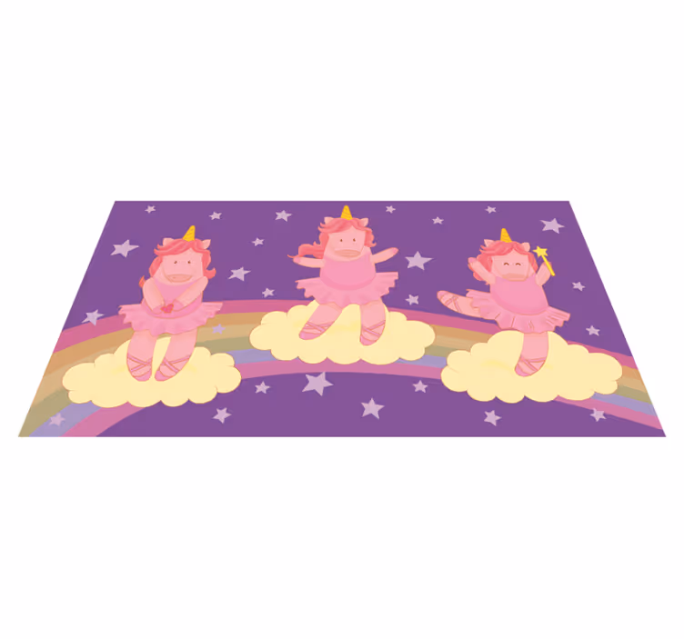 Tapete vinílico infantis dança de fantasia de unicórnio - TenStickers