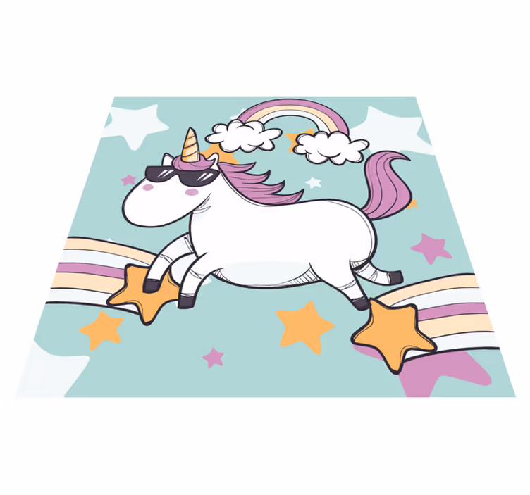 Tapete em vinil infantil arco-íris de unicórnio - TenStickers