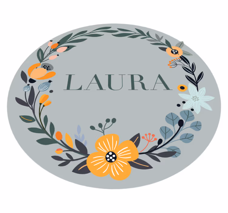 Tapete vinílico com nome design floral personalizado - TenStickers