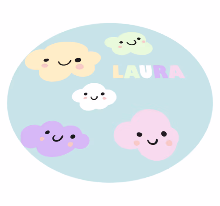 Tapete vinílico com nome nuvens personalizáveis - TenStickers