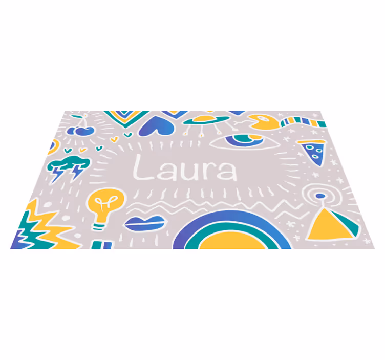 Tapete vinílico com nome tapete lúdico personalizado - TenStickers