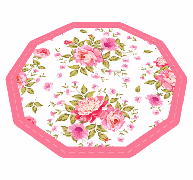 Tapete vinílico flores e plantas octógono floral - TenStickers