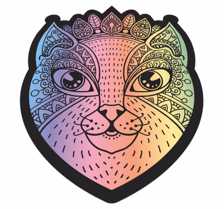 Tapete vinílico de animais ilustração de gato mandala - TenStickers