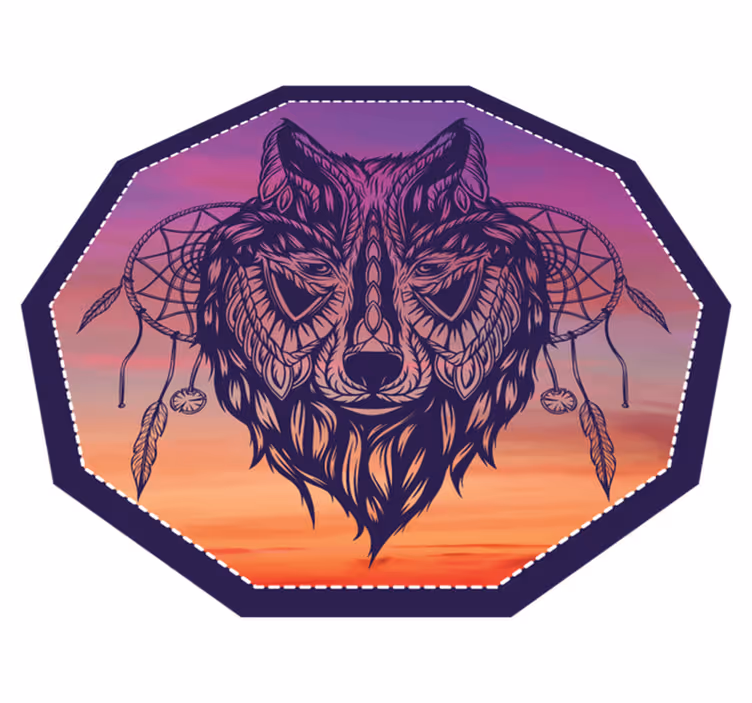 Tapete vinílico de animais ilustração de lobo octogonal - TenStickers