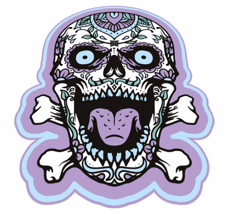Tapete vinílico halloween decoração de caveira de açúcar - TenStickers