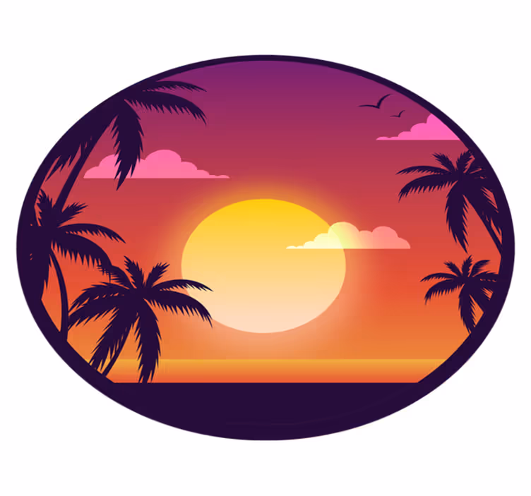 Tapete vinílico natureza cenário do pôr do sol tropical - TenStickers