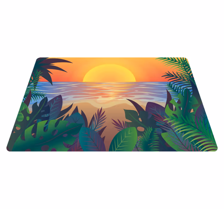 Tapete vinílico natureza pôr do sol tropical - TenStickers