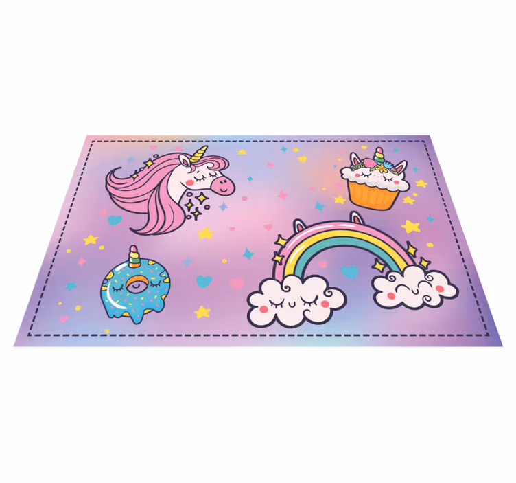 Tapete em vinil infantil tema de fantasia de unicórnio - TenStickers