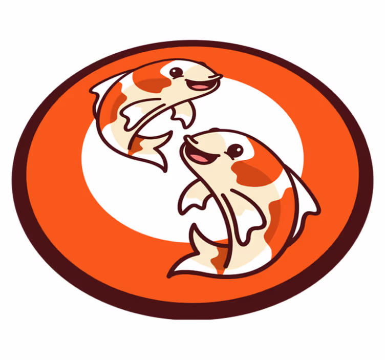 Tapete vinílico de animais círculo divertido de koi - TenStickers