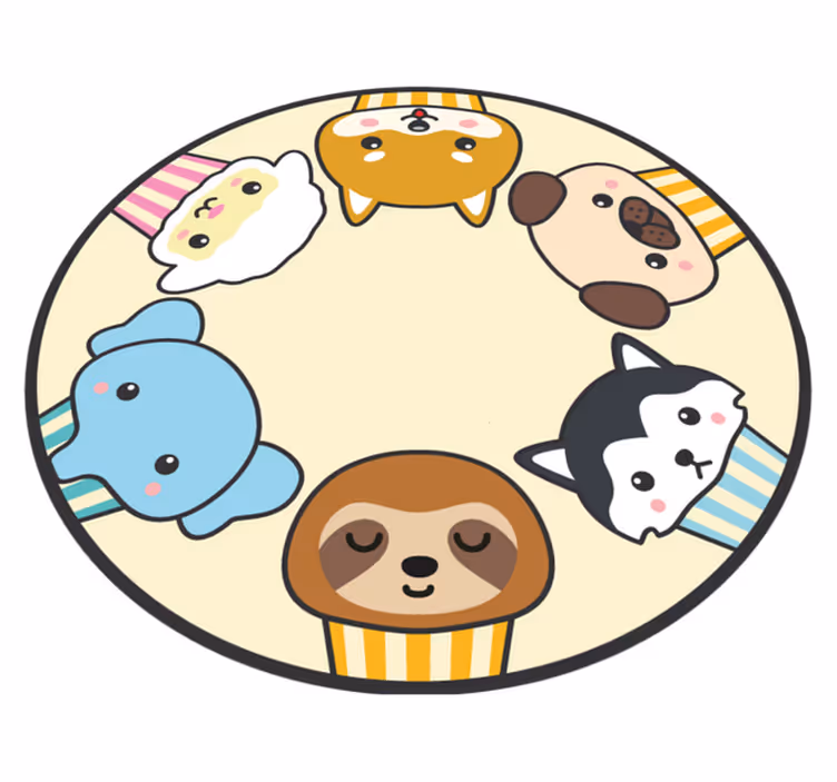 Anime animais círculo animal tapete - TenStickers