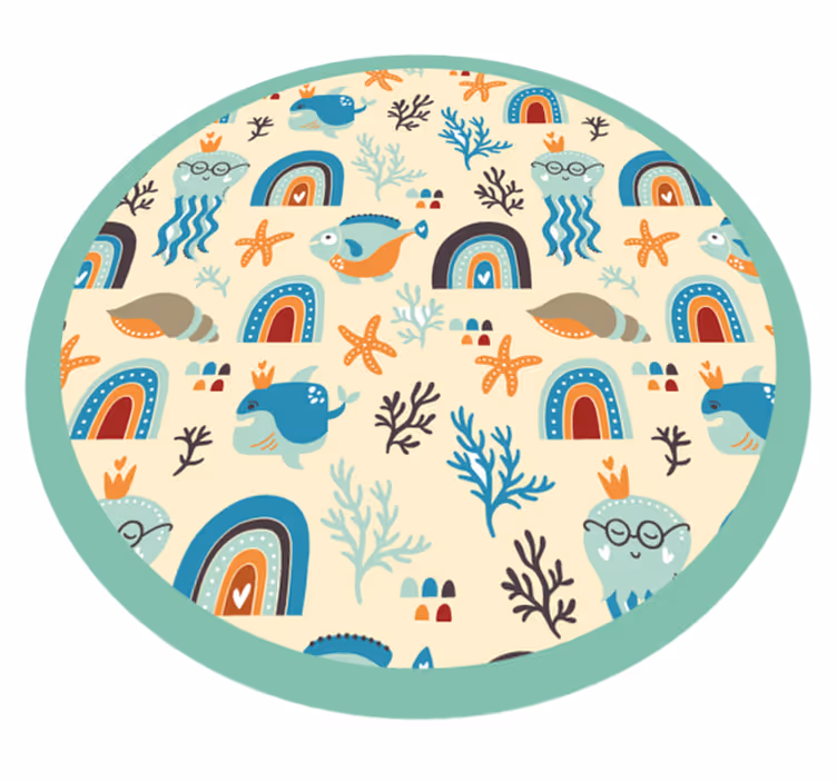 Tapete vinílico infantis brincadeira da vida marinha - TenStickers