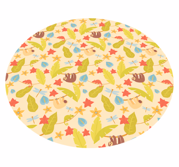 Tapete em vinil infantil bichinhos de outono circulares - TenStickers