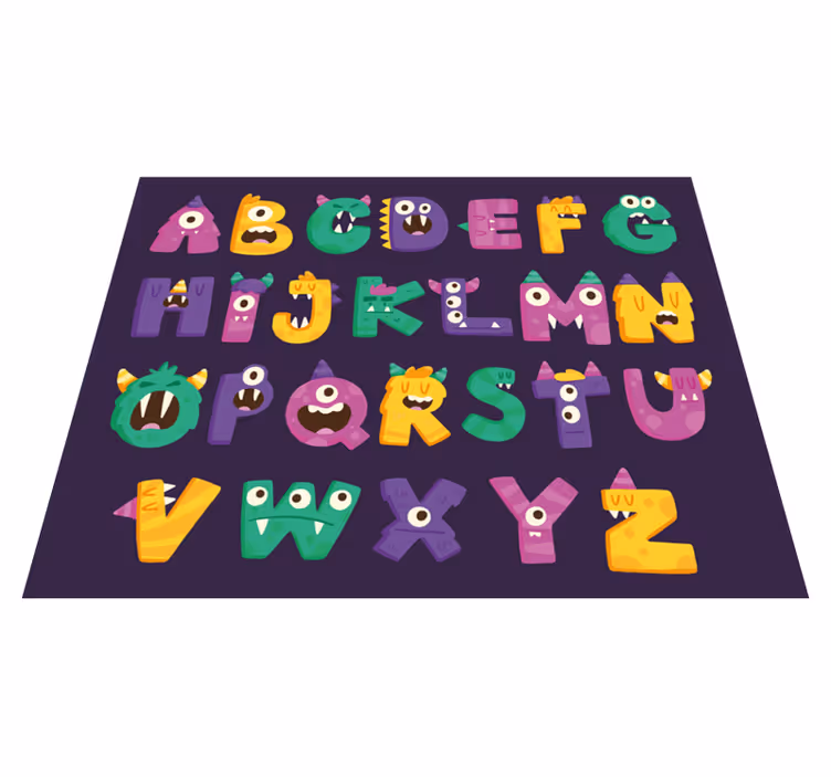 Cartoon monstro alfabeto vinil tapete - TenStickers