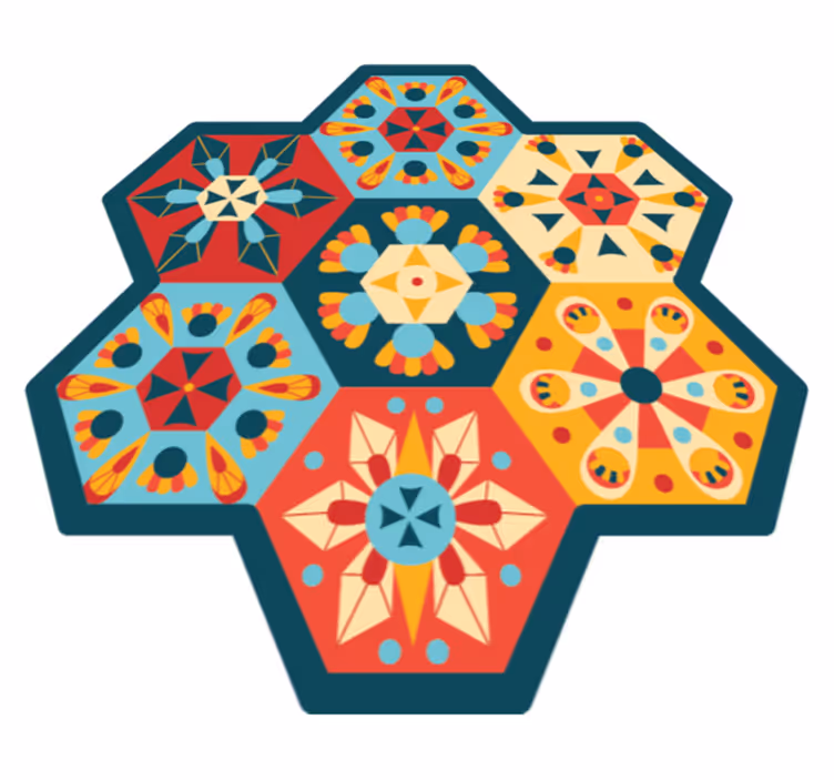 Carpete de ladrilhos hexagonais coloridos - TenStickers