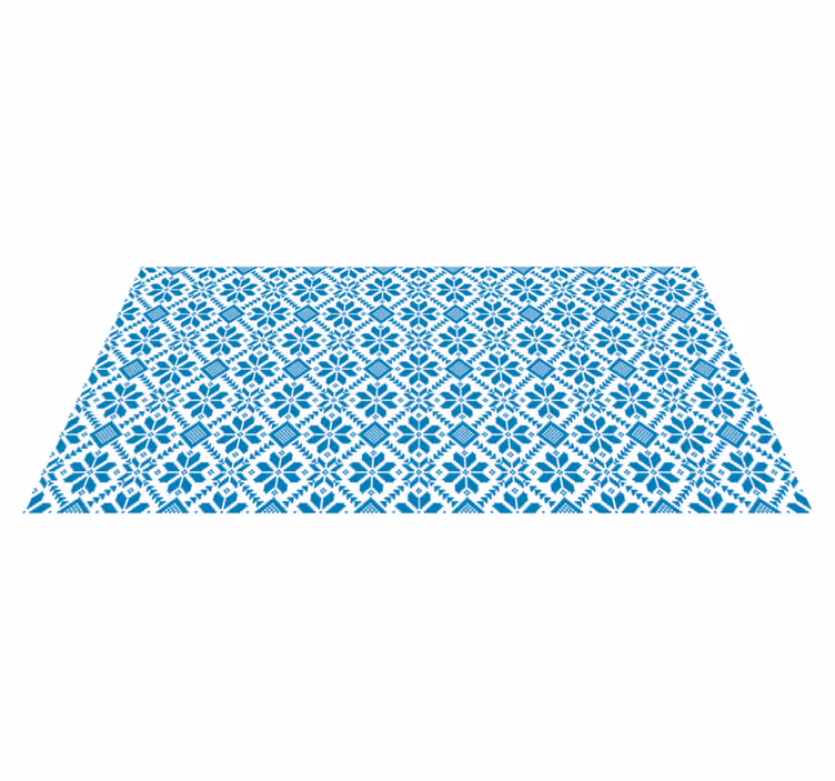 Piso de mosaico floral azul e branco - TenStickers